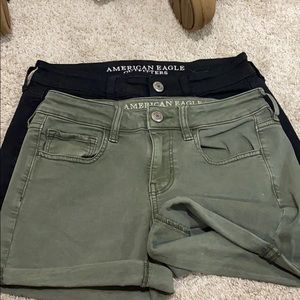 Green and black shorts
